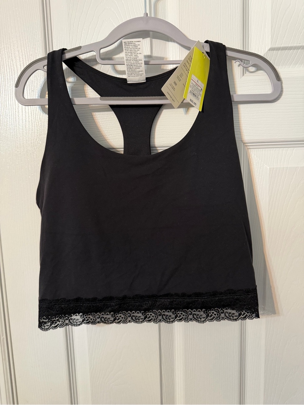 all in motion Black Lace-Hem Cropped Tank